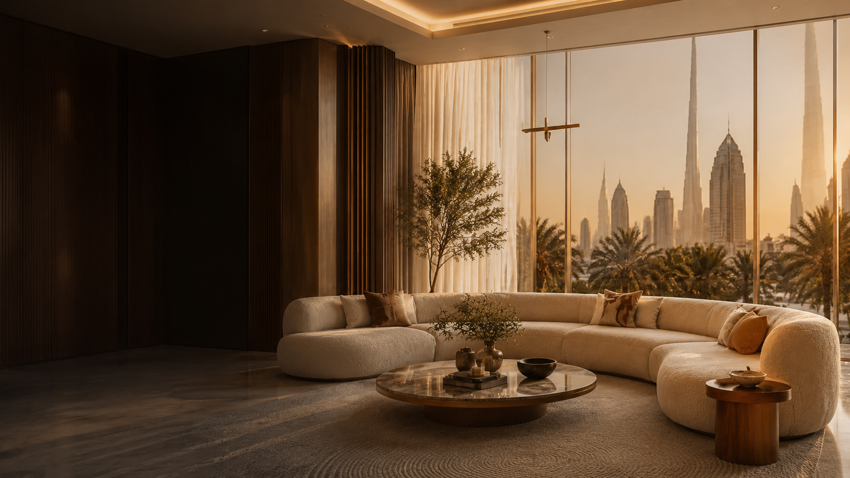 Luxury Dubai living room with custom furniture by Al Daleel Furniture